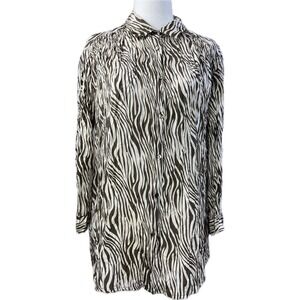 Gerard Darel Blouse Womens Size 44 Silk Cream Brown‎ Zebra